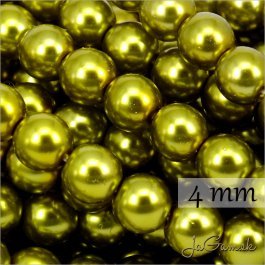 Voskované perly 4mm zlatozelená 70016, 120ks (38_70016vb4)
